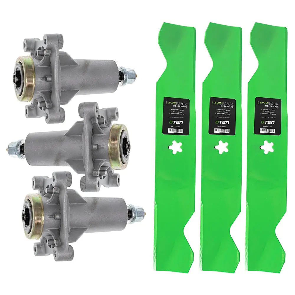 Mower Deck Blades & Spindles Kit For Husqvarna Poulan Pro Statesman Mk1001743 1