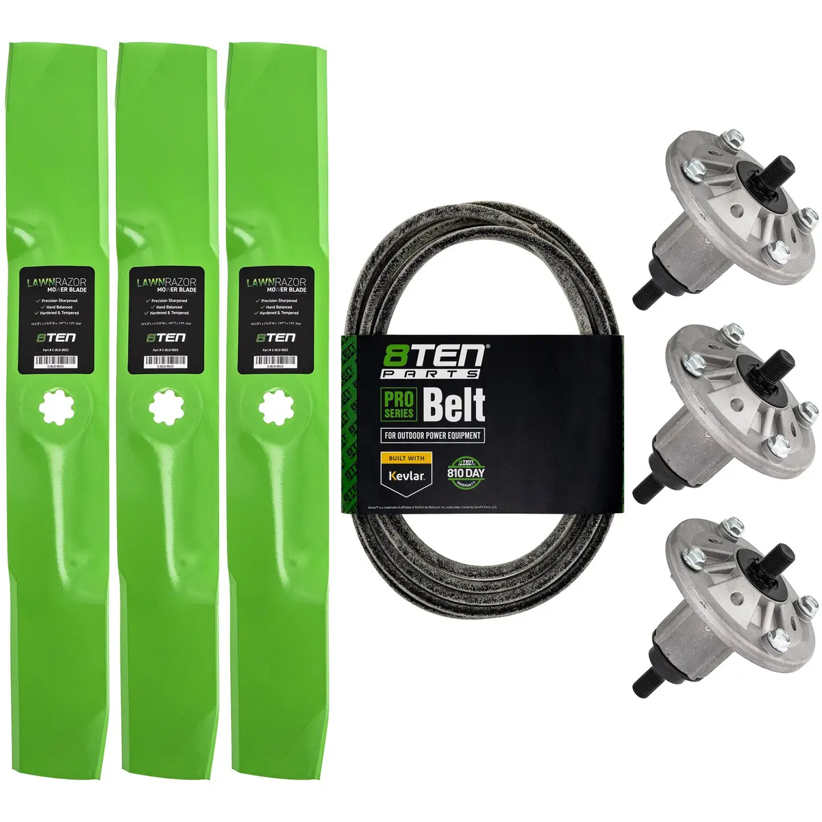 Deck Spindles, Blades, & Belt Kit For John Deere Mk1001780 1