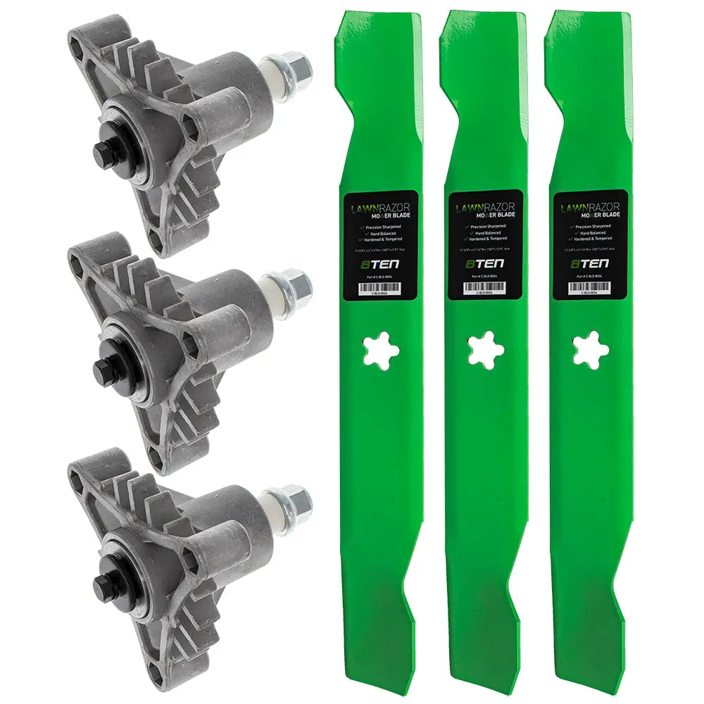 Deck Spindles & Mower Blades Kit For Ayp Poulan Pro Husqvarna Mk1001839 1