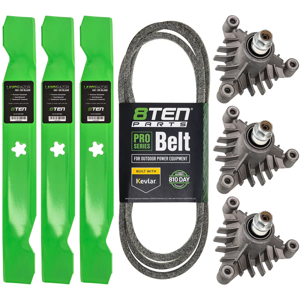 Deck Spindles, Blades, & Belt Kit For Ayp Poulan Pro Husqvarna Mk1001840 1