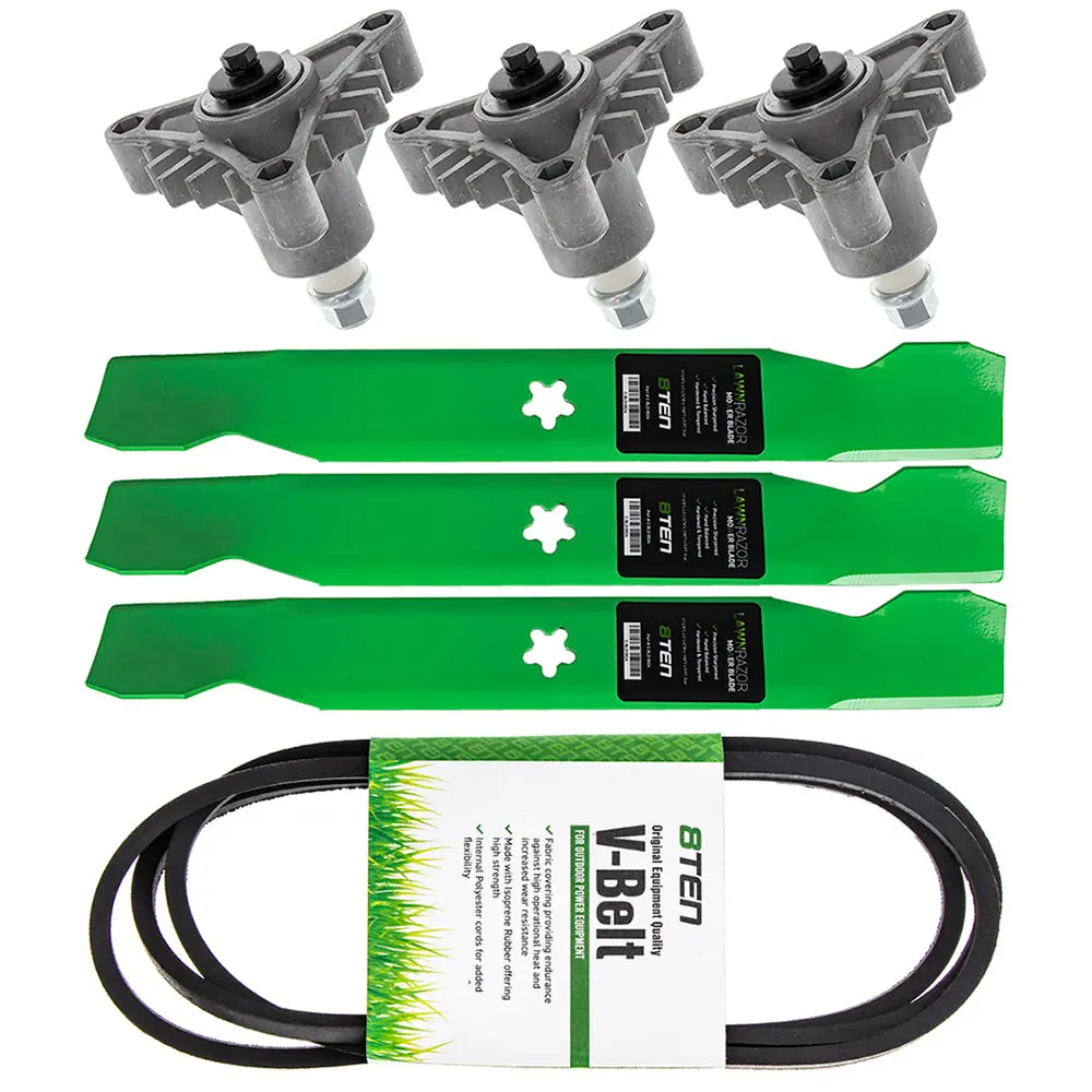 Deck Spindles, Blades, & Belt Kit For Ayp Poulan Pro Husqvarna Mk1001841 2