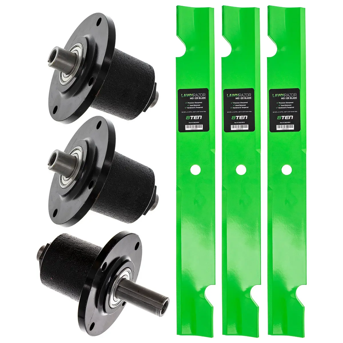 Deck Spindles & Notched Air-Lift Blade Kit For Schiller Mk1001891 1