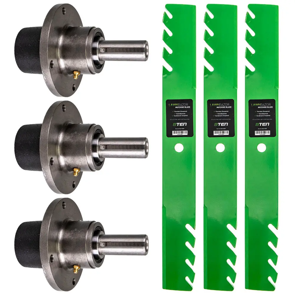 Spindles & Toothed Mulching Blade Kit For Husqvarna Schiller Gravely Mk1002052 1