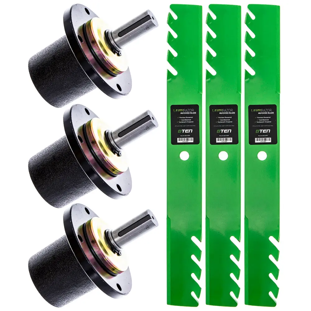 Spindles & Toothed Mulching Blade Kit For Husqvarna Schiller Great Dane Mk1002056 1