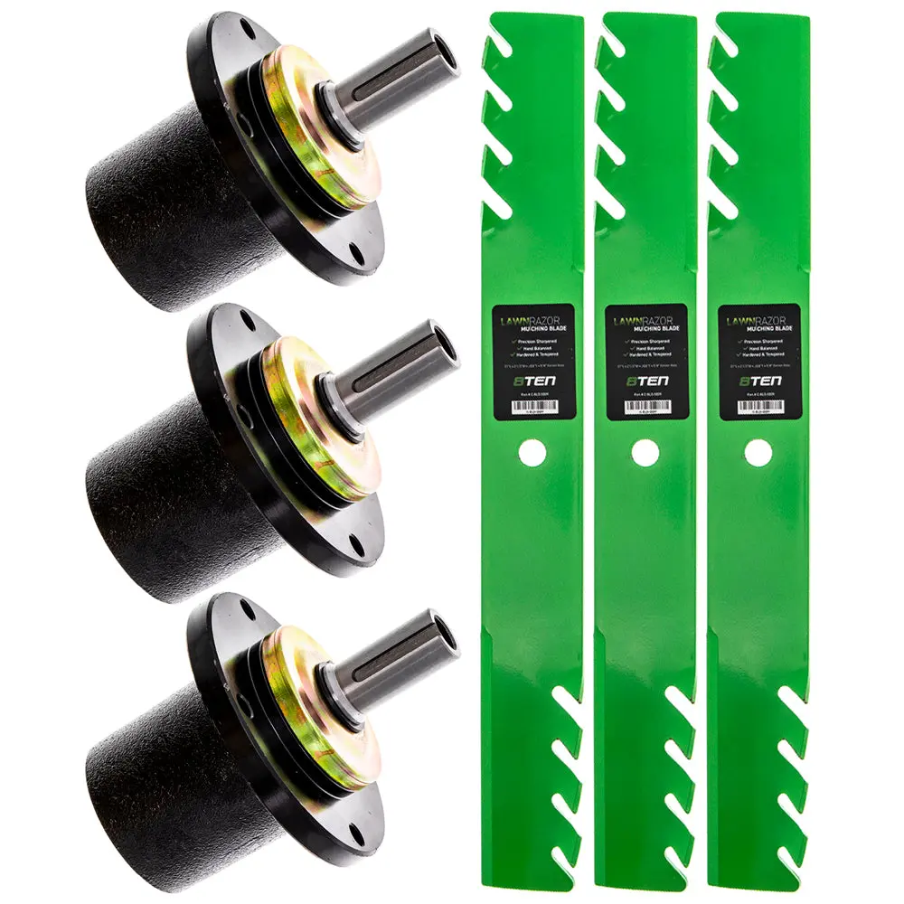 Spindles & Toothed Mulching Blade Kit For Husqvarna Schiller Gravely Mk1002057 1