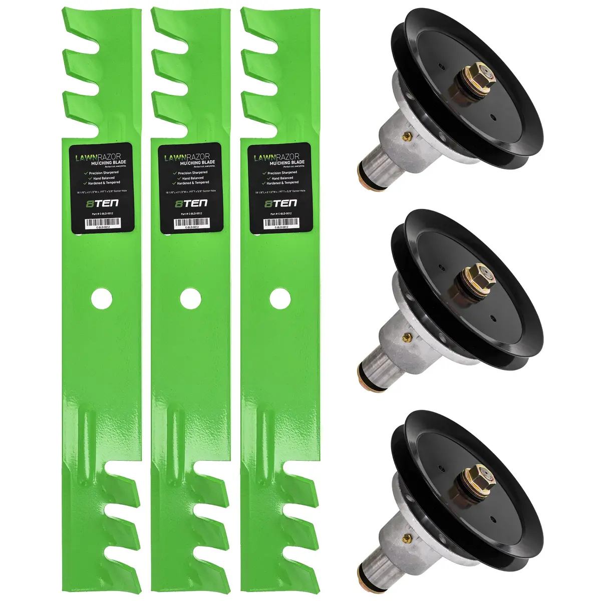 Deck Spindles & Mulching Blades Kit For Ariens Gravely Great Dane Mk1002075 1