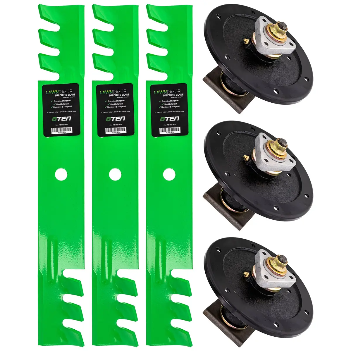 Deck Spindles & Mulching Blades Kit For Gravely Great Dane Ariens Mk1002087 1