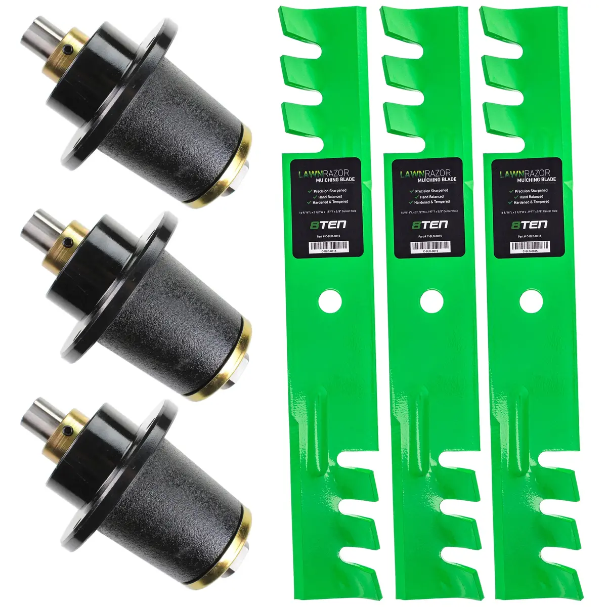 Deck Spindles & Mulching Blades Kit For Gravely Toro Great Dane Mk1002150 1