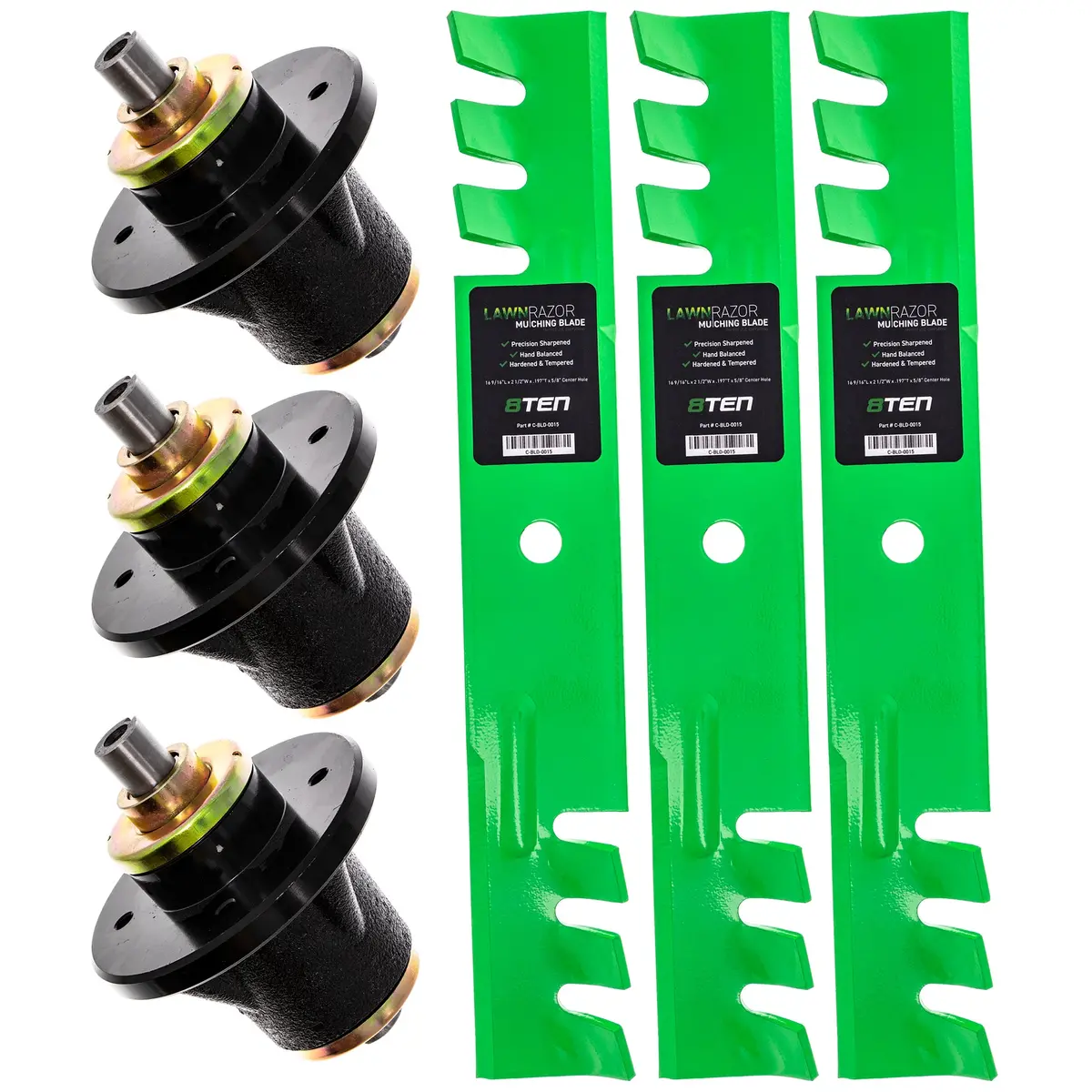 Deck Spindles & Mulching Blades Kit For Gravely Toro Great Dane Mk1002151 1
