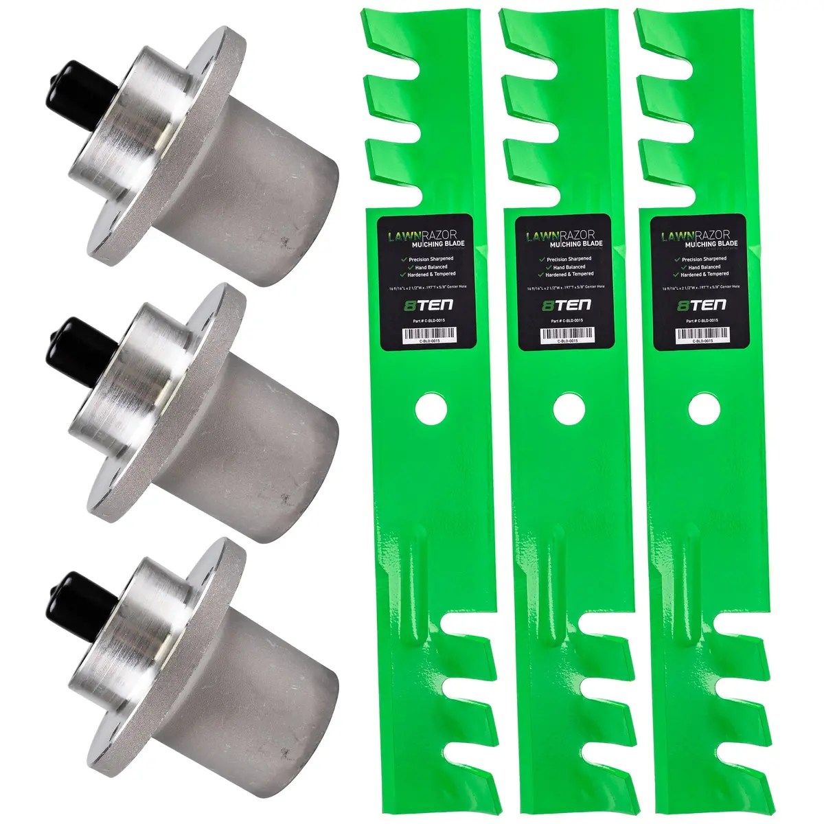 Deck Spindles & Mulching Blades Kit For Gravely Toro Great Dane Mk1002152 1