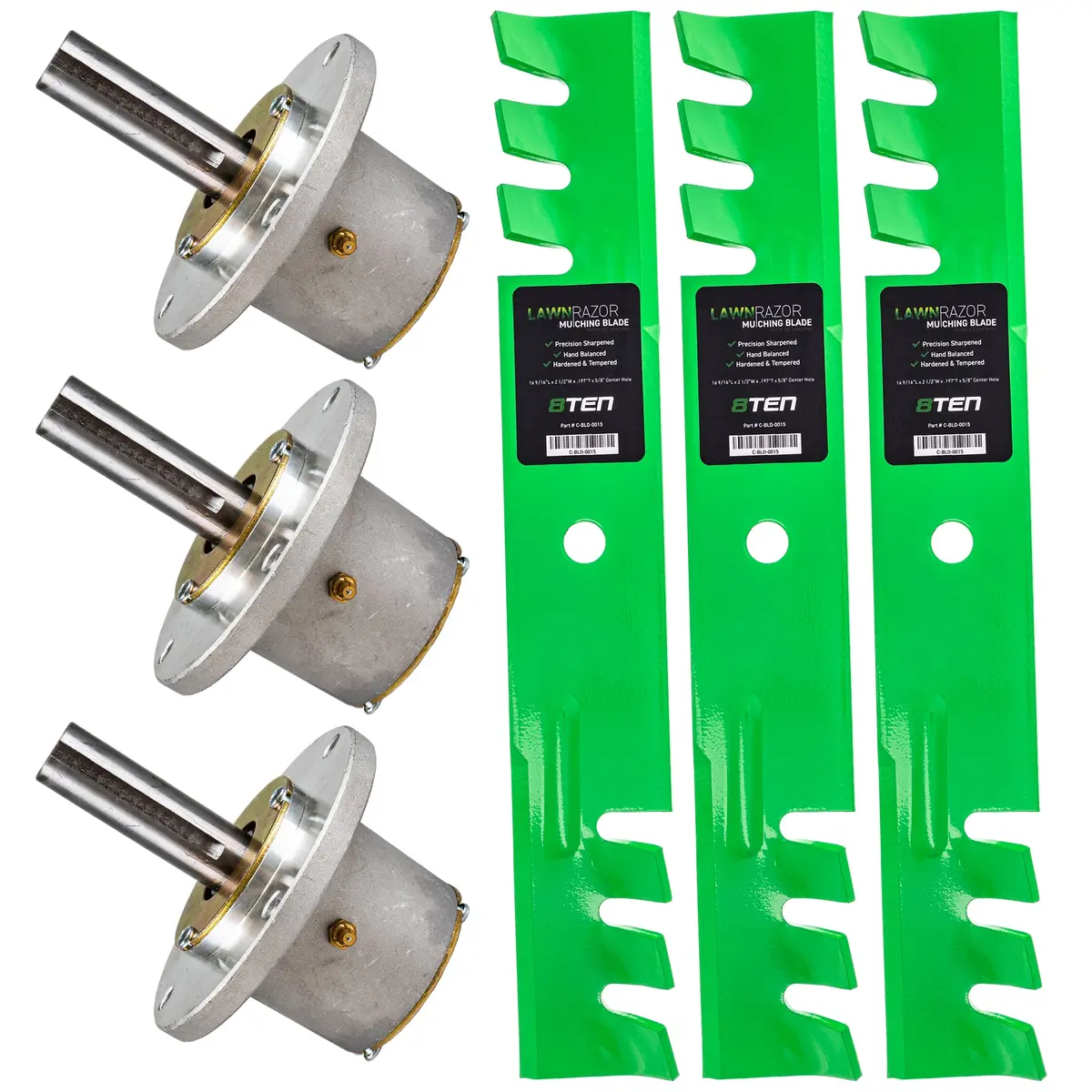 Deck Spindles & Mulching Blades Kit For John Deere Mk1002154 1