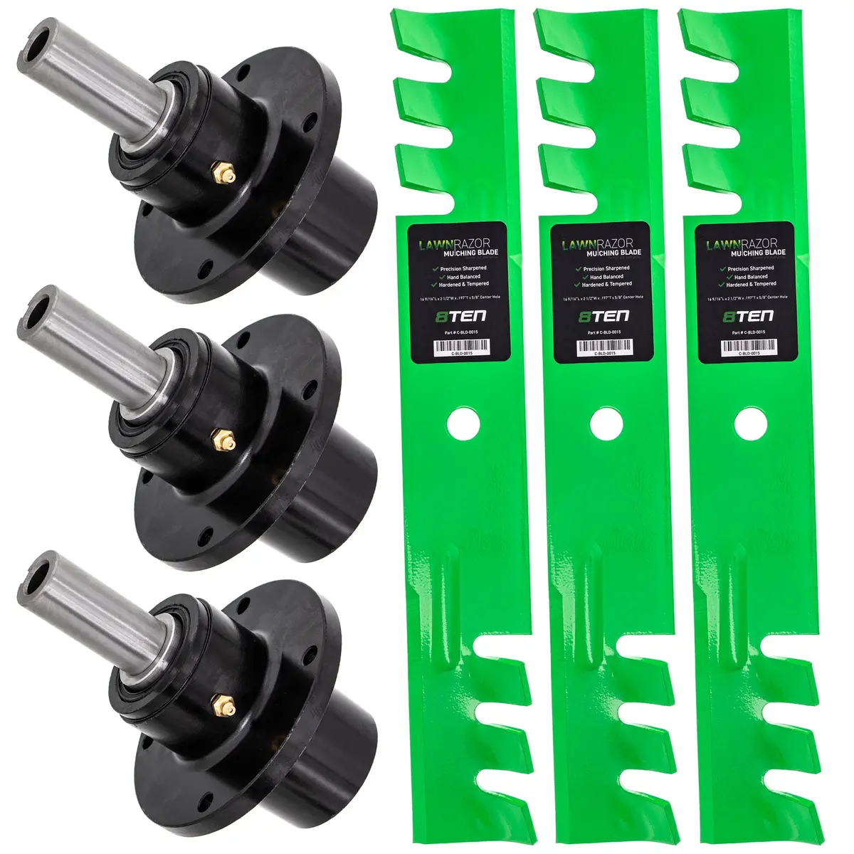 Deck Spindles & Mulching Blades Kit For Gravely Toro Great Dane Mk1002155 1