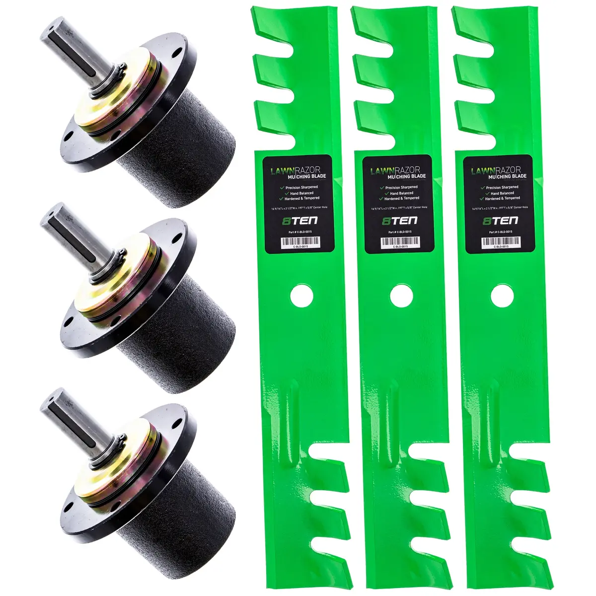 Deck Spindles & Mulching Blades Kit For Gravely Toro Great Dane Mk1002160 1