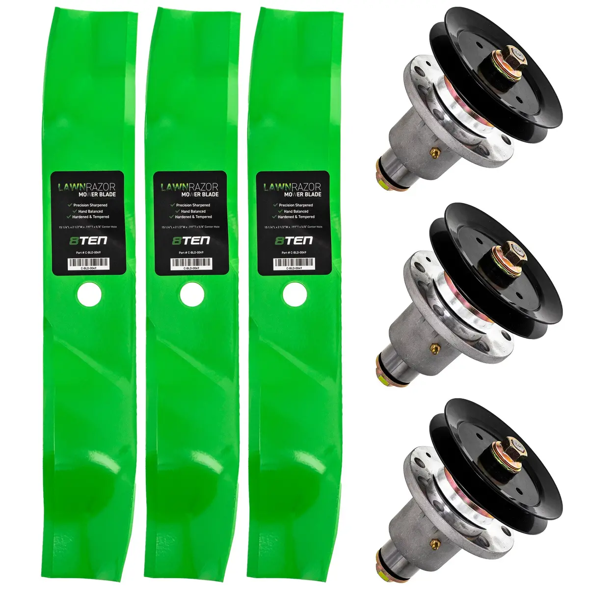 Deck Spindles & Mulching Blades Kit For Exmark Mk1002173 1