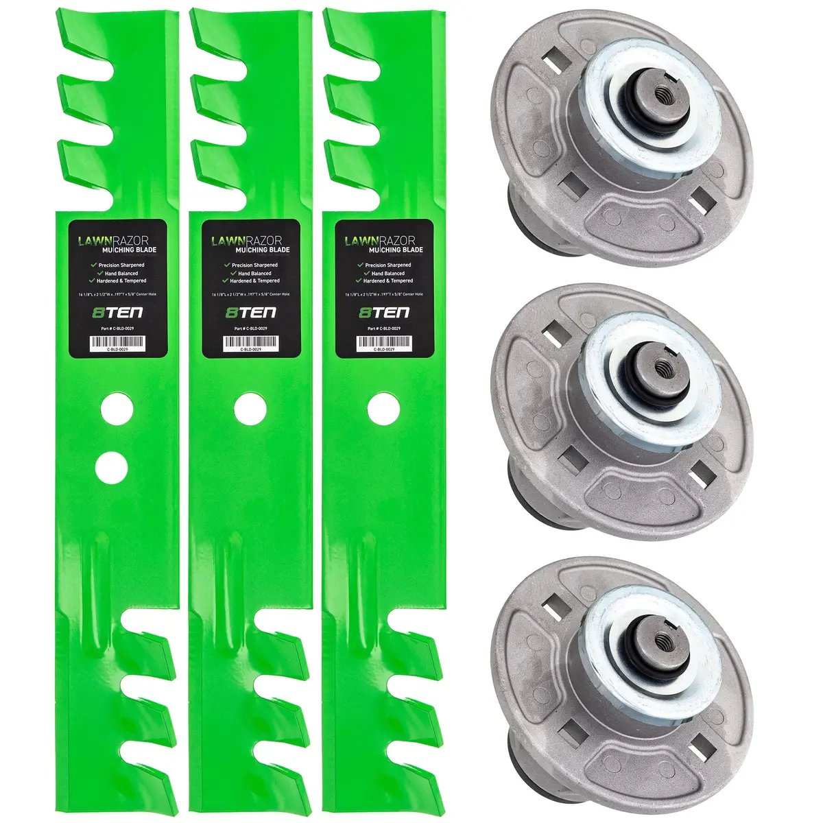 Deck Spindles & Mulching Blades Kit For Gravely Ariens Great Dane Mk1002196 1