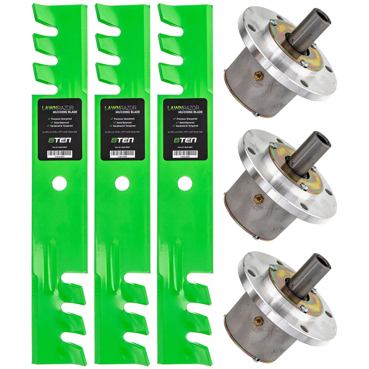 Deck Spindles & Mulching Blades Kit For Gravely Ariens Great Dane Mk1002199 1