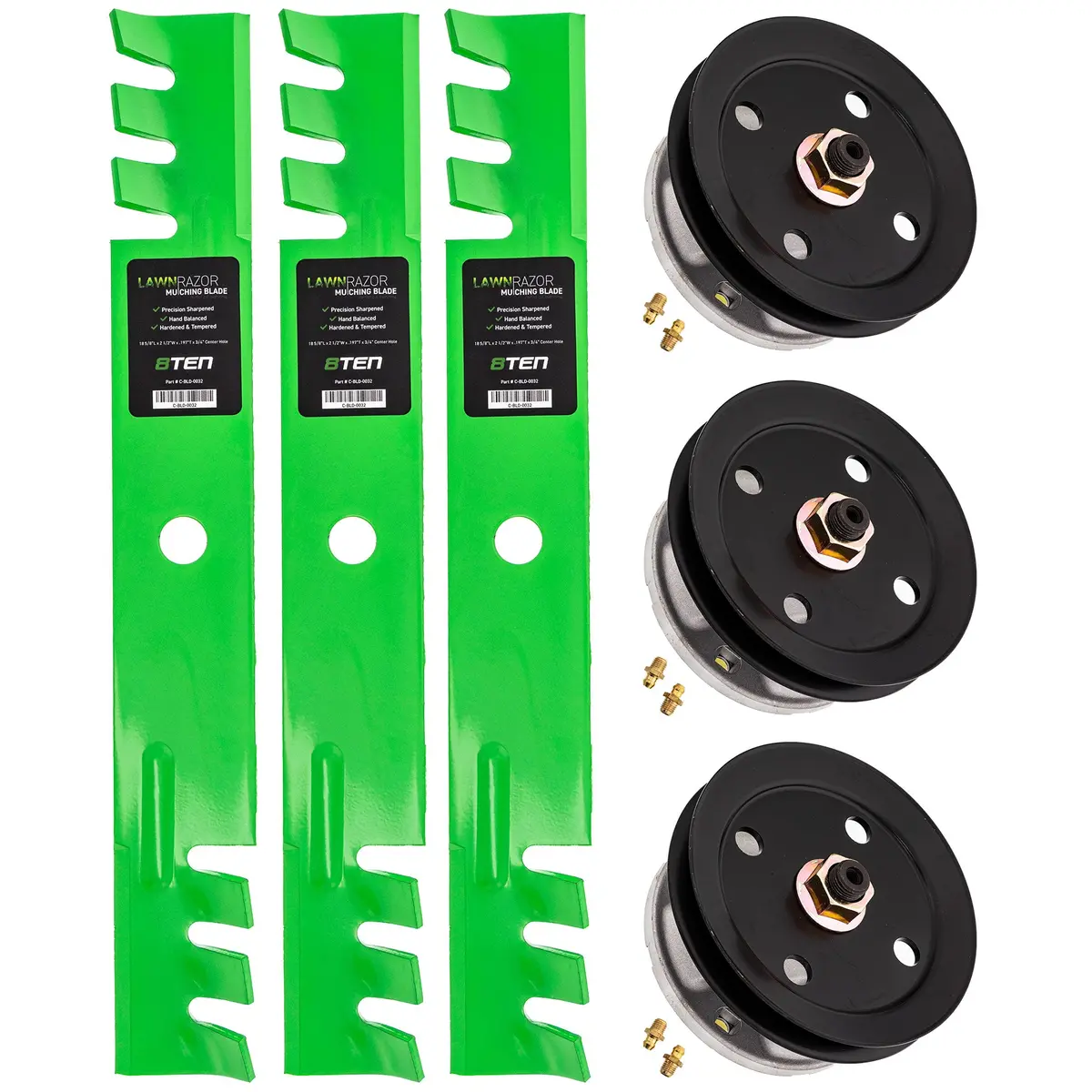 Deck Spindles & Mulching Blades Kit For John Deere Sabre Scotts Mk1002202 1