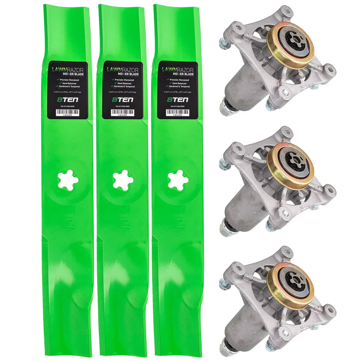 Deck Spindles & Mulching Blades Kit For Husqvarna Poulan Pro Statesman Mk1002210 1