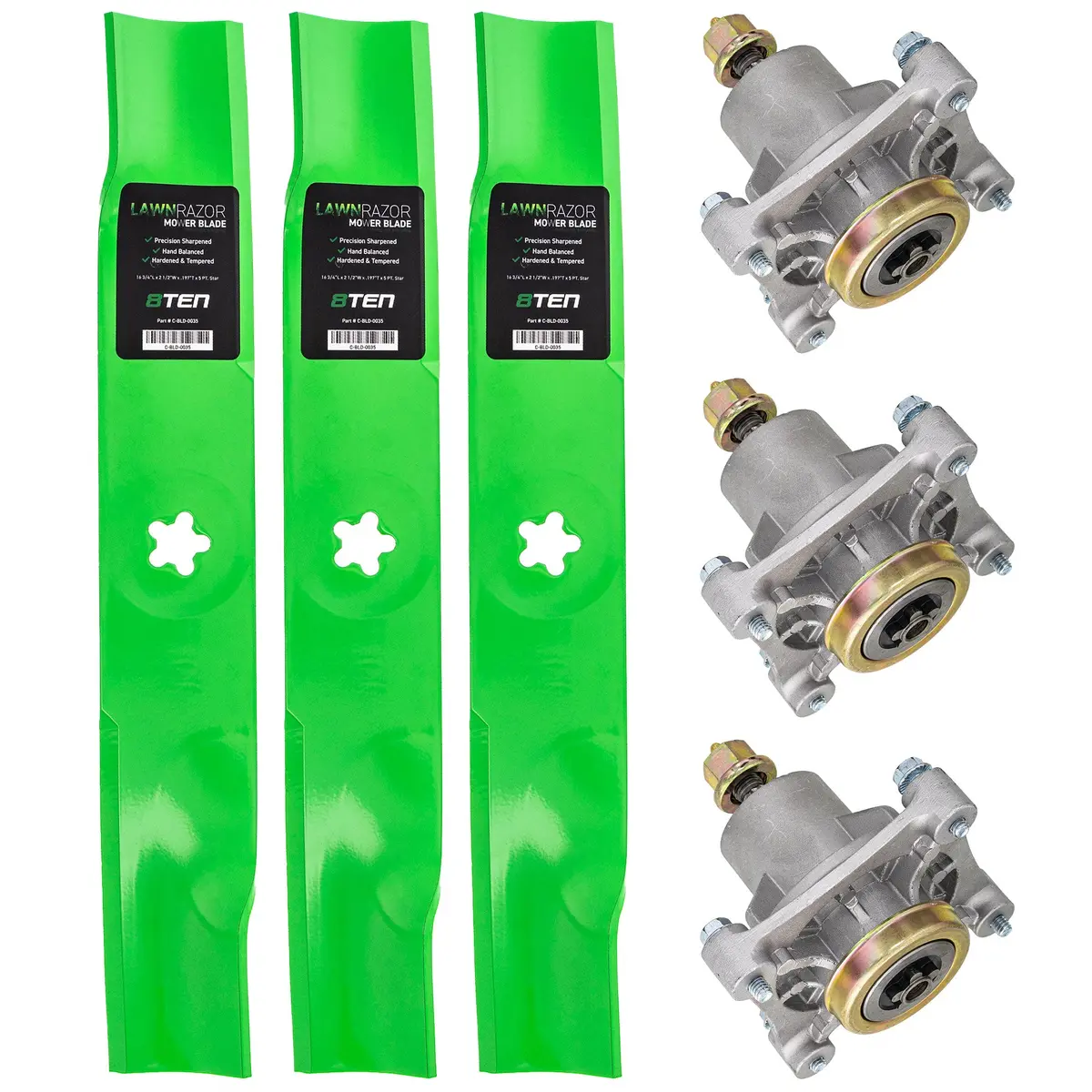 Deck Spindles & Mulching Blades Kit For Poulan Pro Husqvarna Statesman Mk1002211 1
