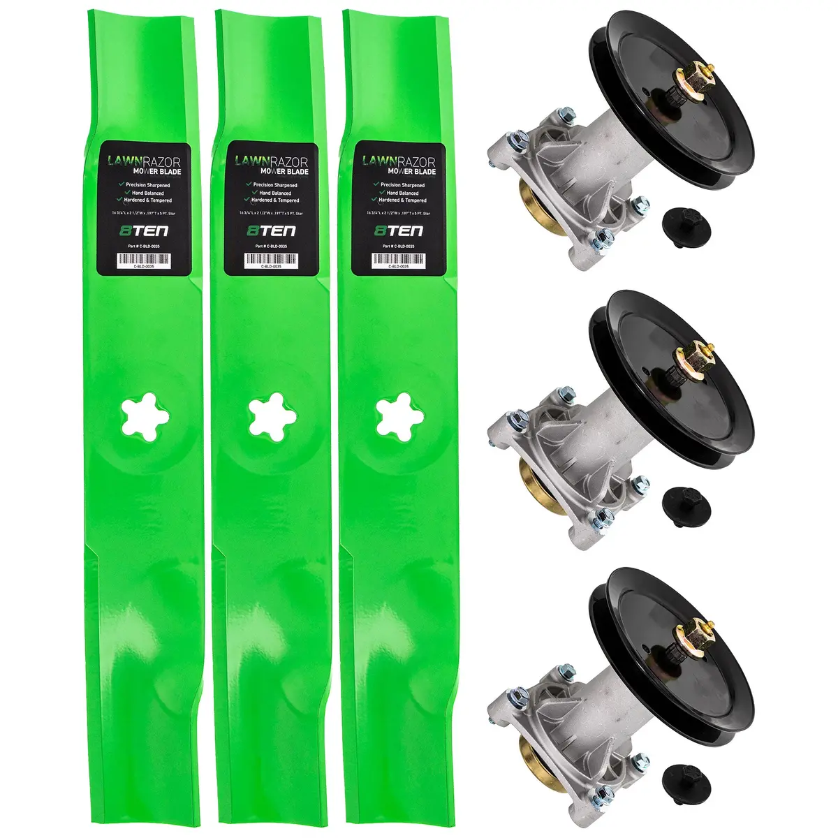 Deck Spindles & Mulching Blades Kit For Poulan Pro Husqvarna Statesman Mk1002212 1