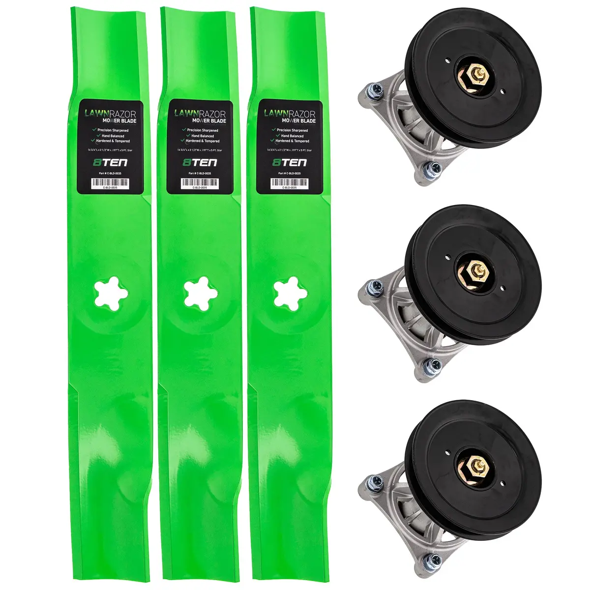 Deck Spindles & Mulching Blades Kit For Poulan Pro Husqvarna Statesman Mk1002213 1