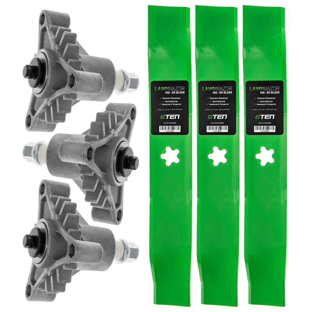 Deck Spindles & Mulching Blades Kit For Ayp Poulan Pro Husqvarna Mk1002225 1