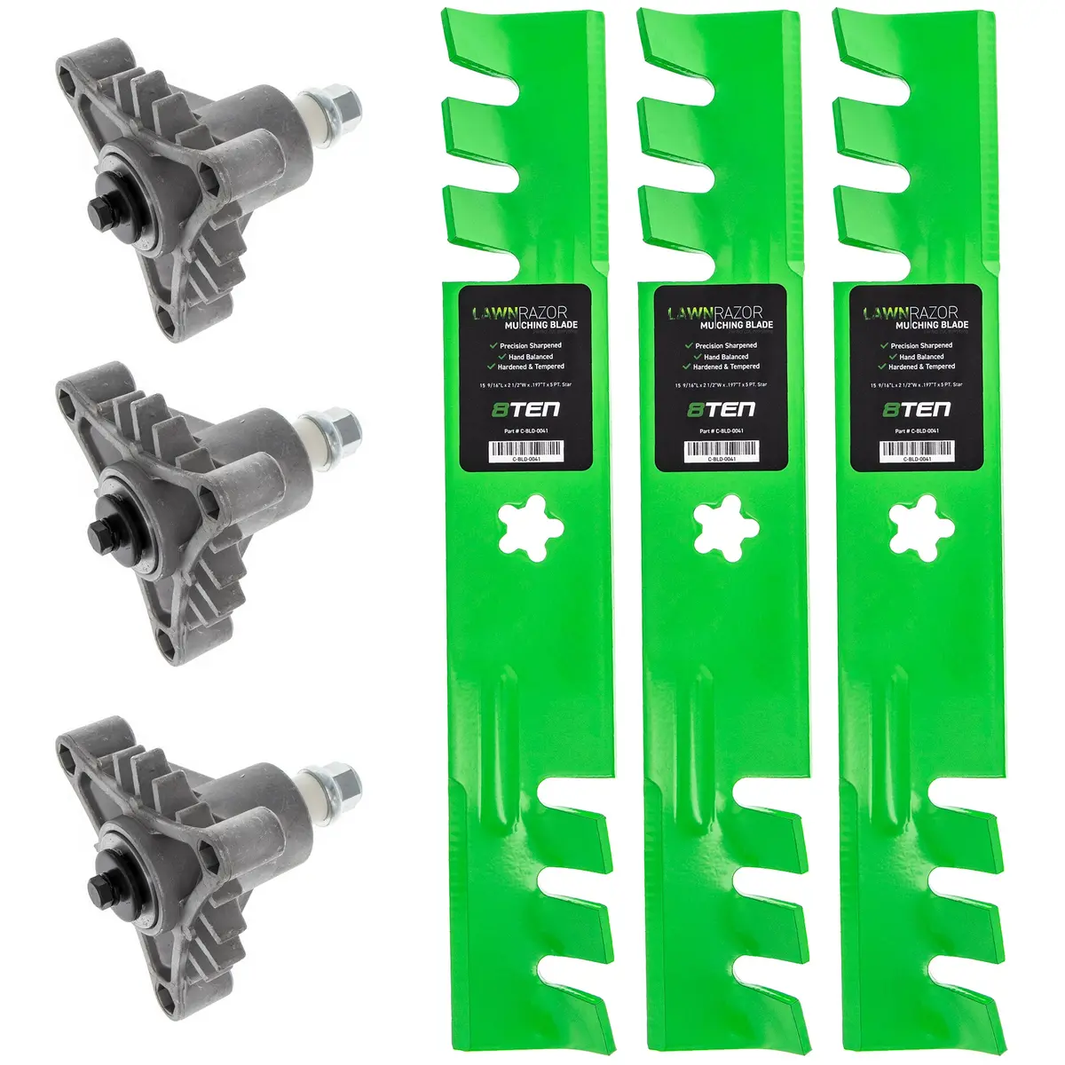 Deck Spindles & Mulching Blades Kit For Ayp Poulan Pro Weed Eater Mk1002226 1