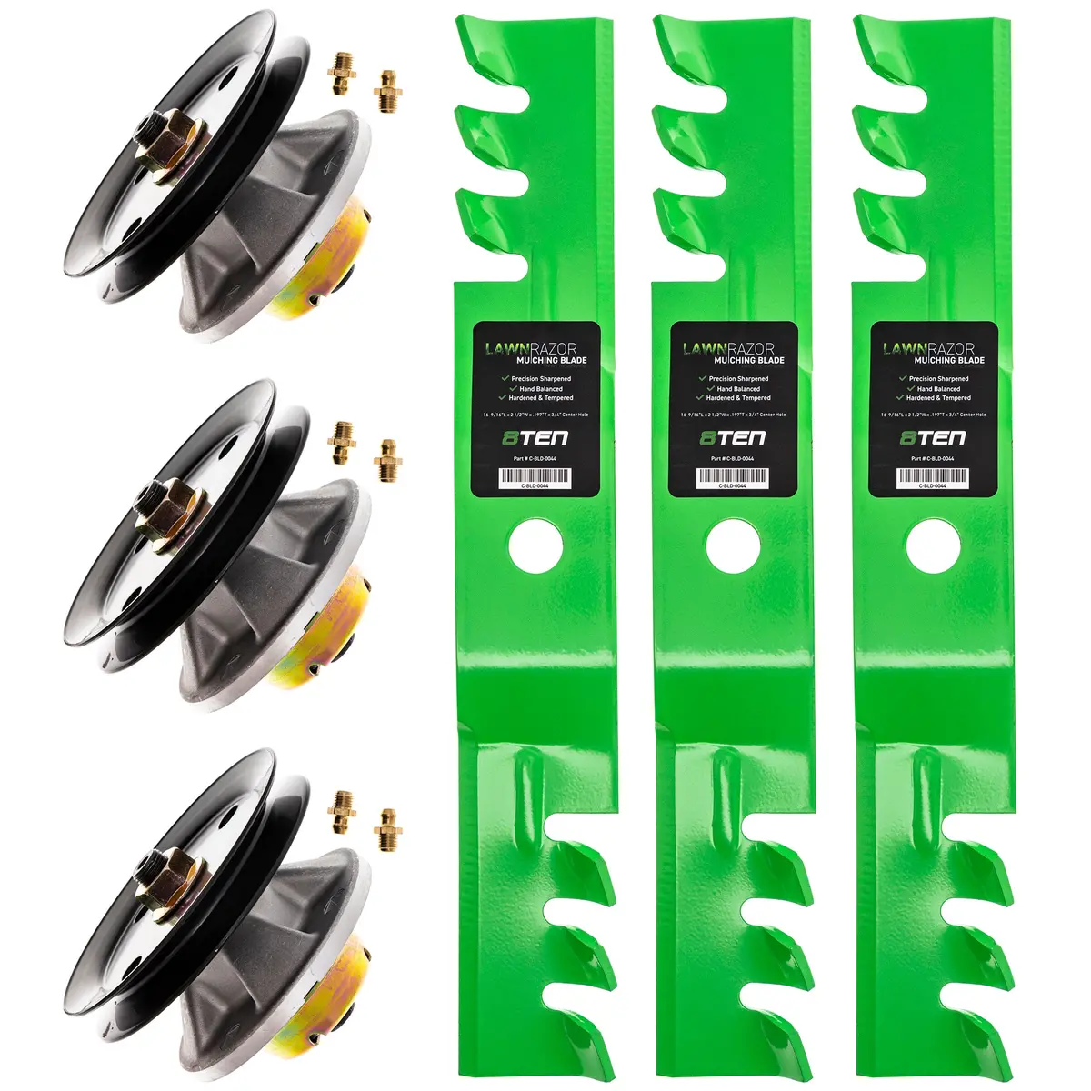 Deck Spindles & Mulching Blades Kit For John Deere Sabre Scotts Mk1002228 1