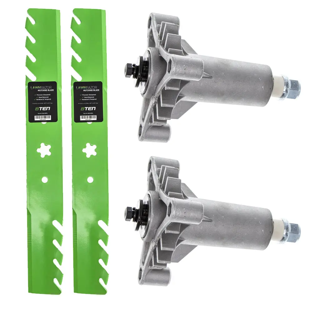 Deck Spindles & Mulching Blades Kit For Ayp Poulan Roper Mk1002230 1