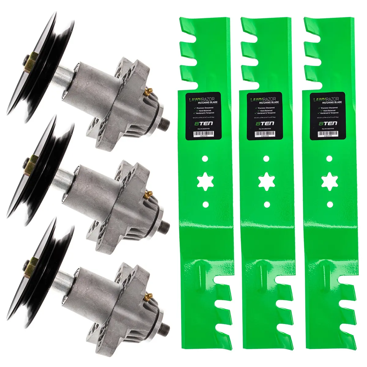 Deck Spindles & Mulching Blades Kit For Columbia Troy-Bilt Cub Cadet Mk1002272 1