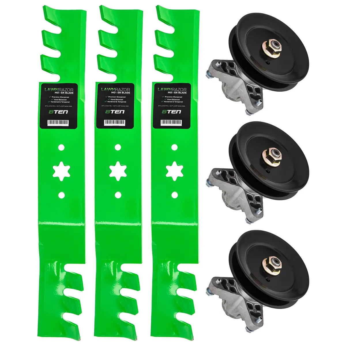 Deck Spindles & Mulching Blades Kit For Cub Cadet Troy-Bilt Columbia Mk1002276 1