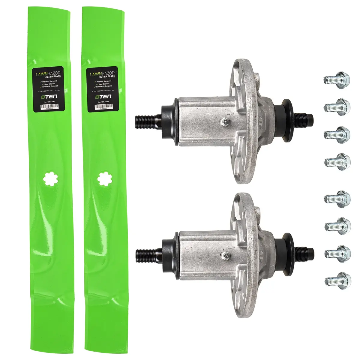 Deck Spindles & Mulching Blades Kit For John Deere Mk1002299 1
