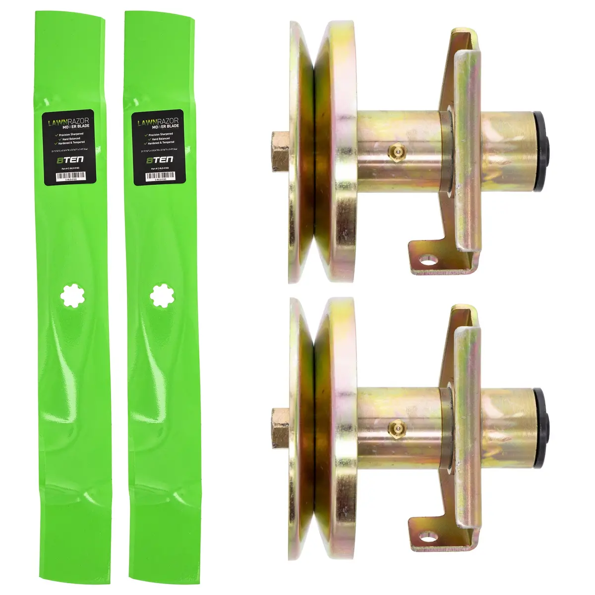 Deck Spindles & Mulching Blades Kit For John Deere Mk1002300 1