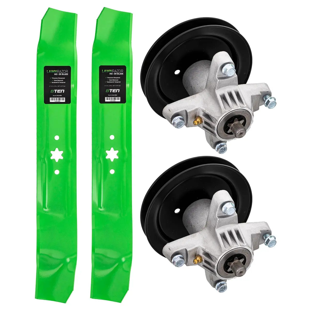 Mower Blades & Deck Spindles Kit For Columbia Troy-Bilt Huskee Mk1005145 1