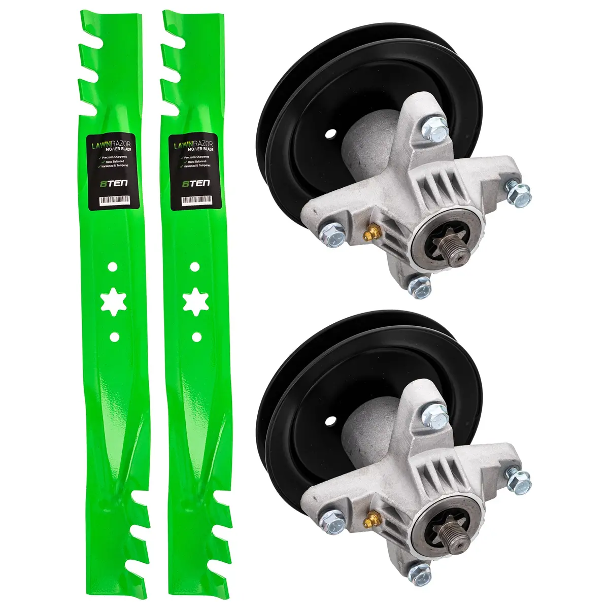Mower Blades & Deck Spindles Kit For Columbia Troy-Bilt Huskee Mk1005566 1