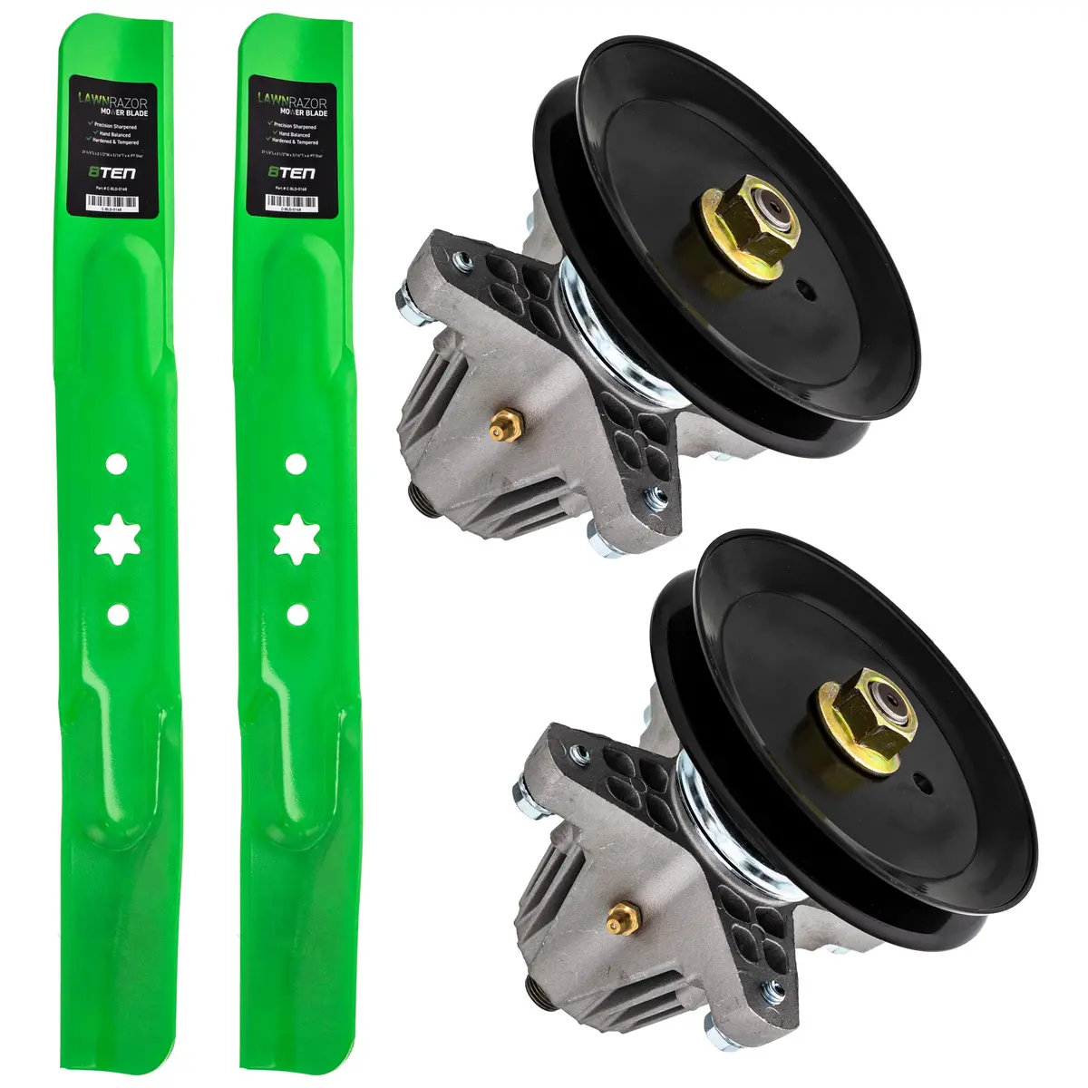 Mower Blades & Deck Spindles Kit For Cub Cadet Troy-Bilt Craftsman Mk1005733 1