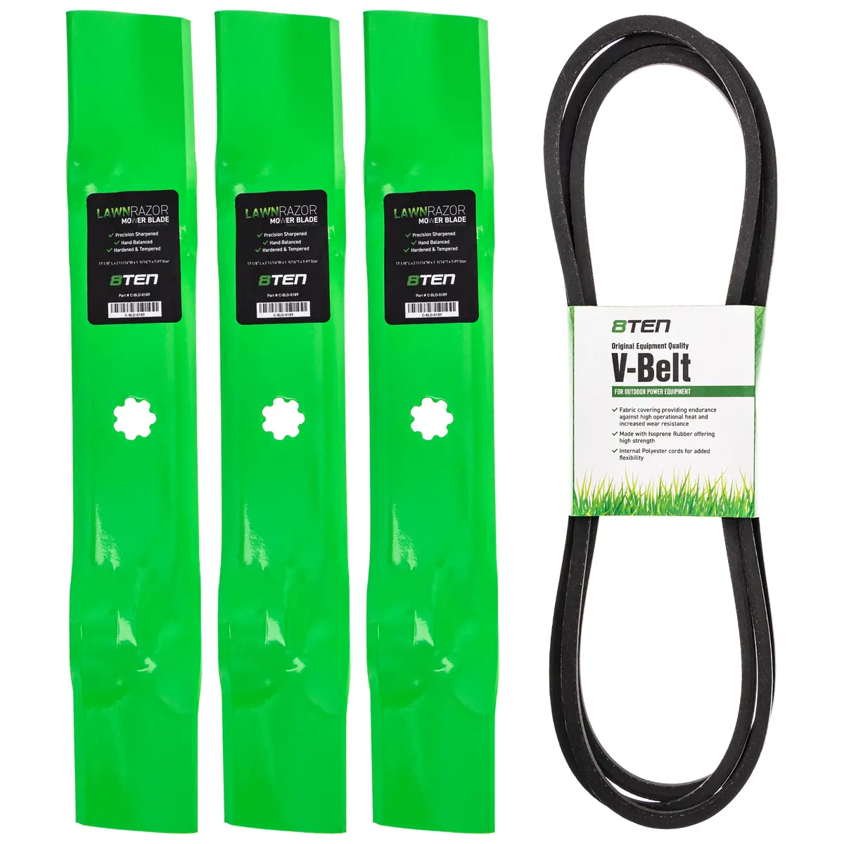 Mower Blades & Deck Belt Kit For John Deere Mk1007771 1