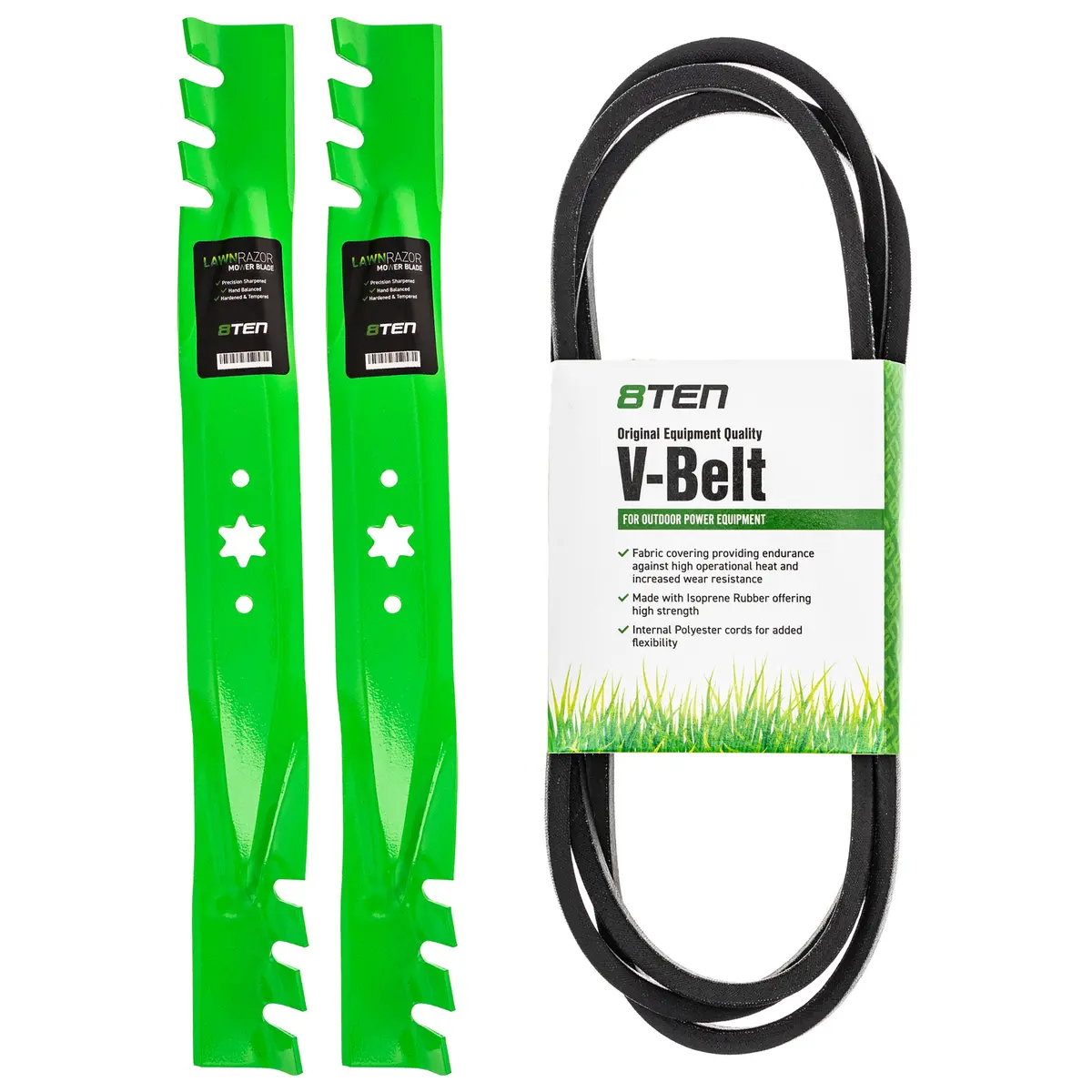 Mower Blades & Deck Belt Kit For Troy-Bilt Craftsman Yard-Machines Mk1007784 1