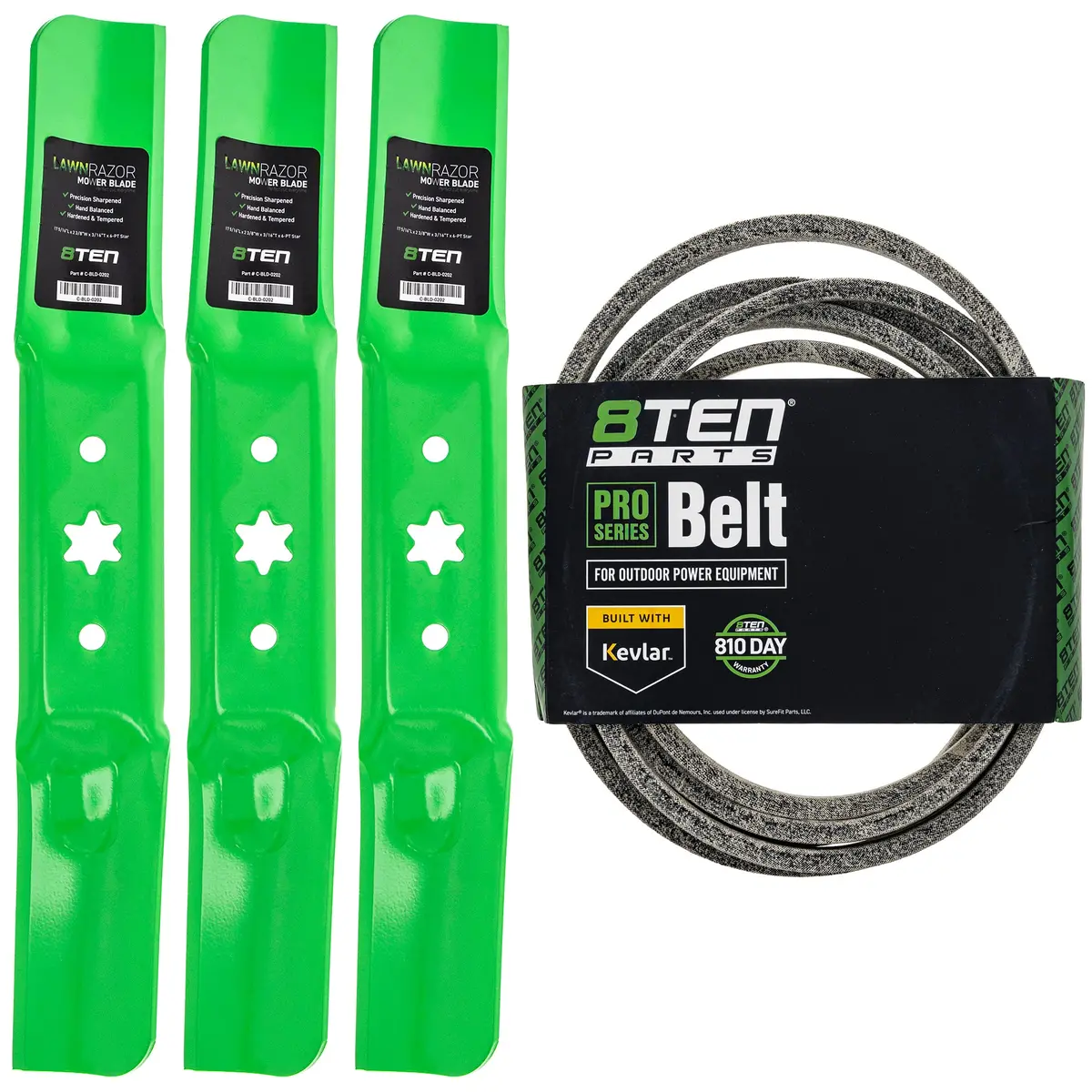 Mower Blades & Deck Belt Kit For Cub Cadet Troy-Bilt Craftsman Mk1007797 1