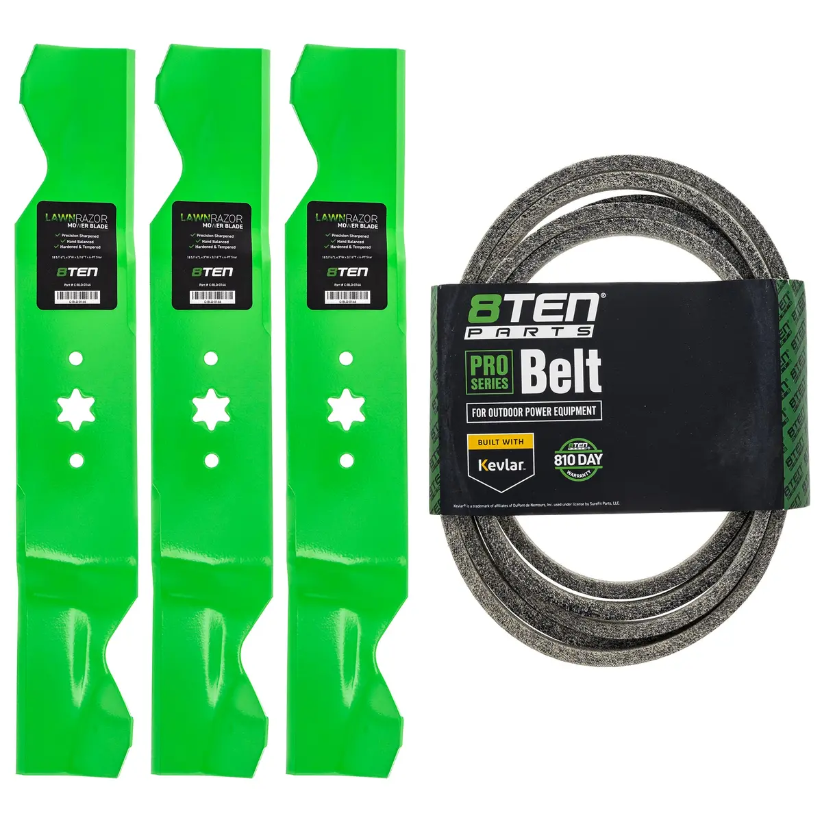 Mower Blades & Deck Belt Kit For Cub Cadet Troy-Bilt Craftsman Mk1007808 1