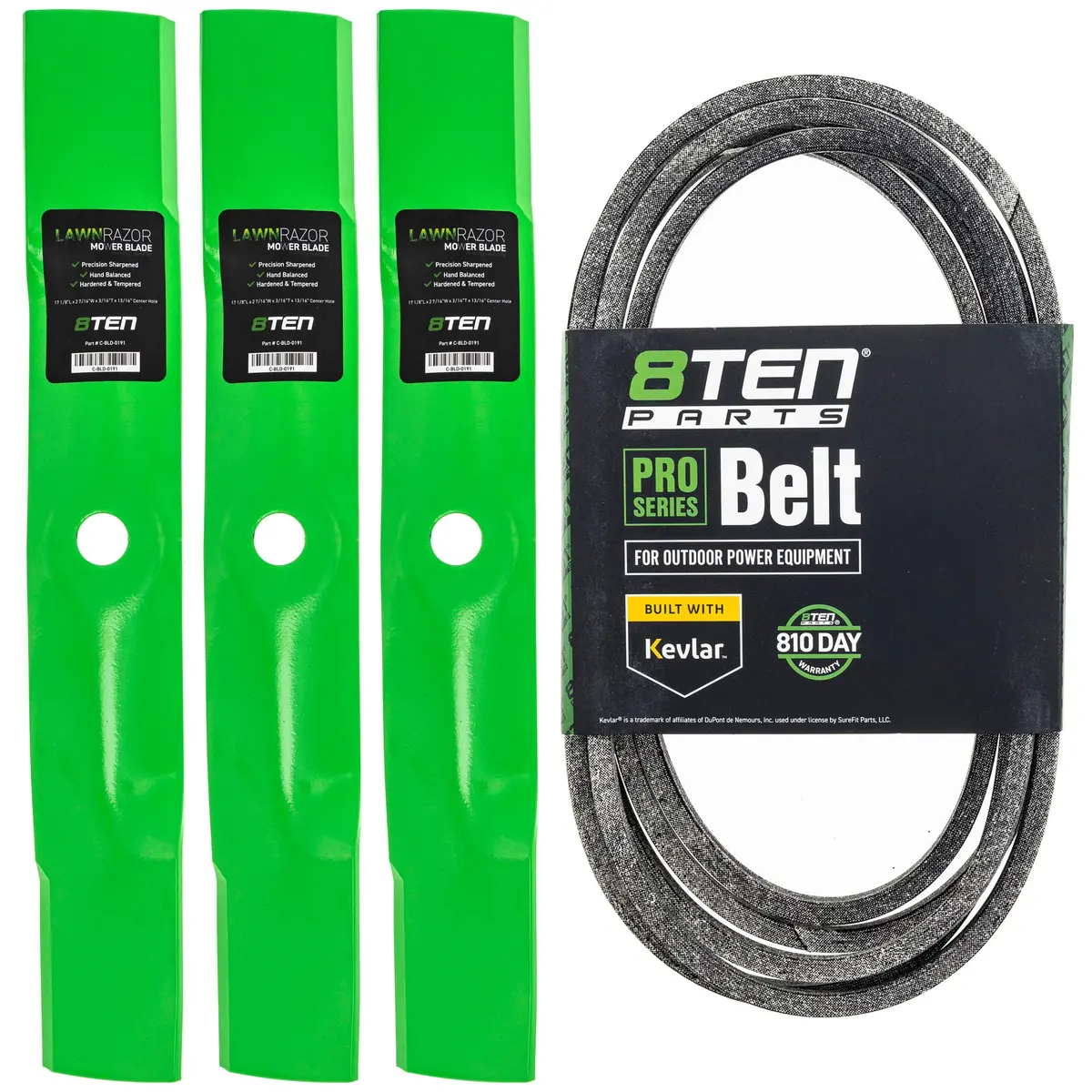 Mower Blades & Deck Belt Kit For John Deere Mk1007812 1