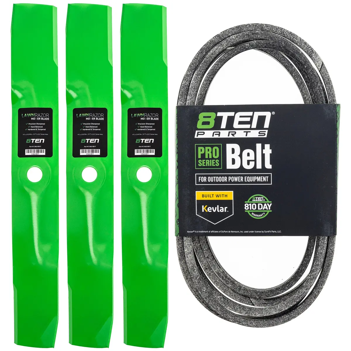 Mower Blades & Deck Belt Kit For John Deere Mk1007816 1