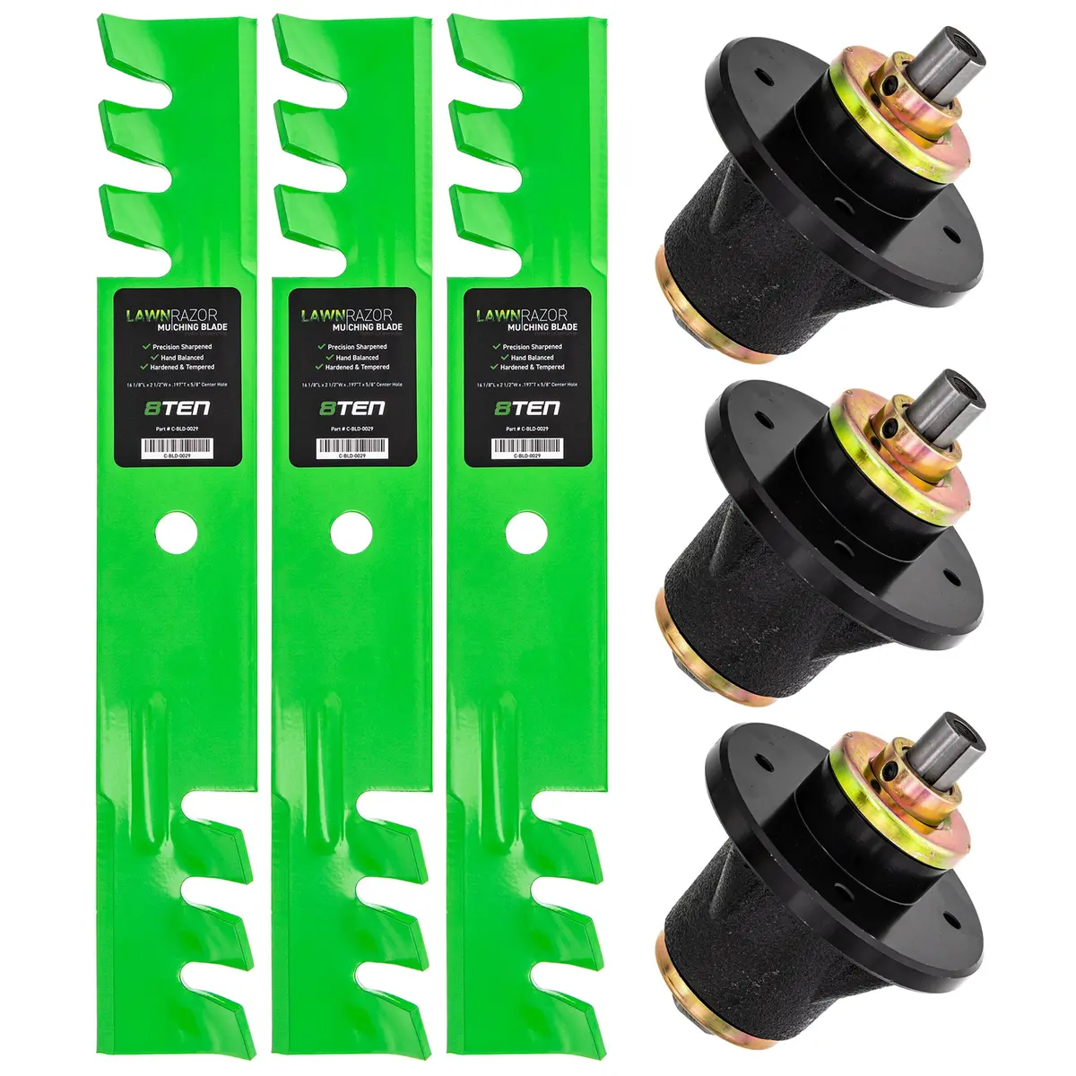 Deck Spindles & Mulching Blades Kit For Gravely Toro Great Dane Mk1014622 1