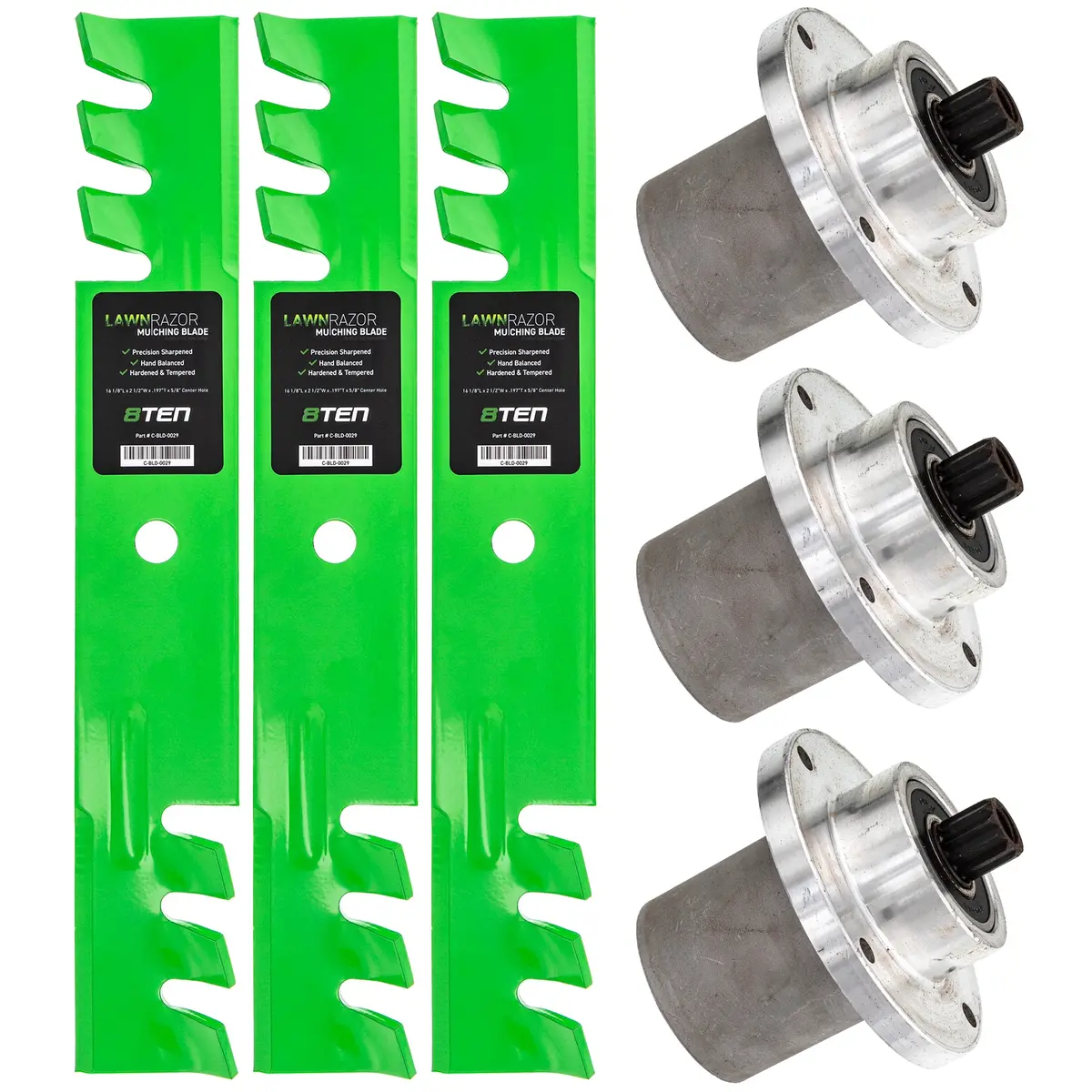 Deck Spindles & Mulching Blades Kit For Gravely Toro Great Dane Mk1014623 1