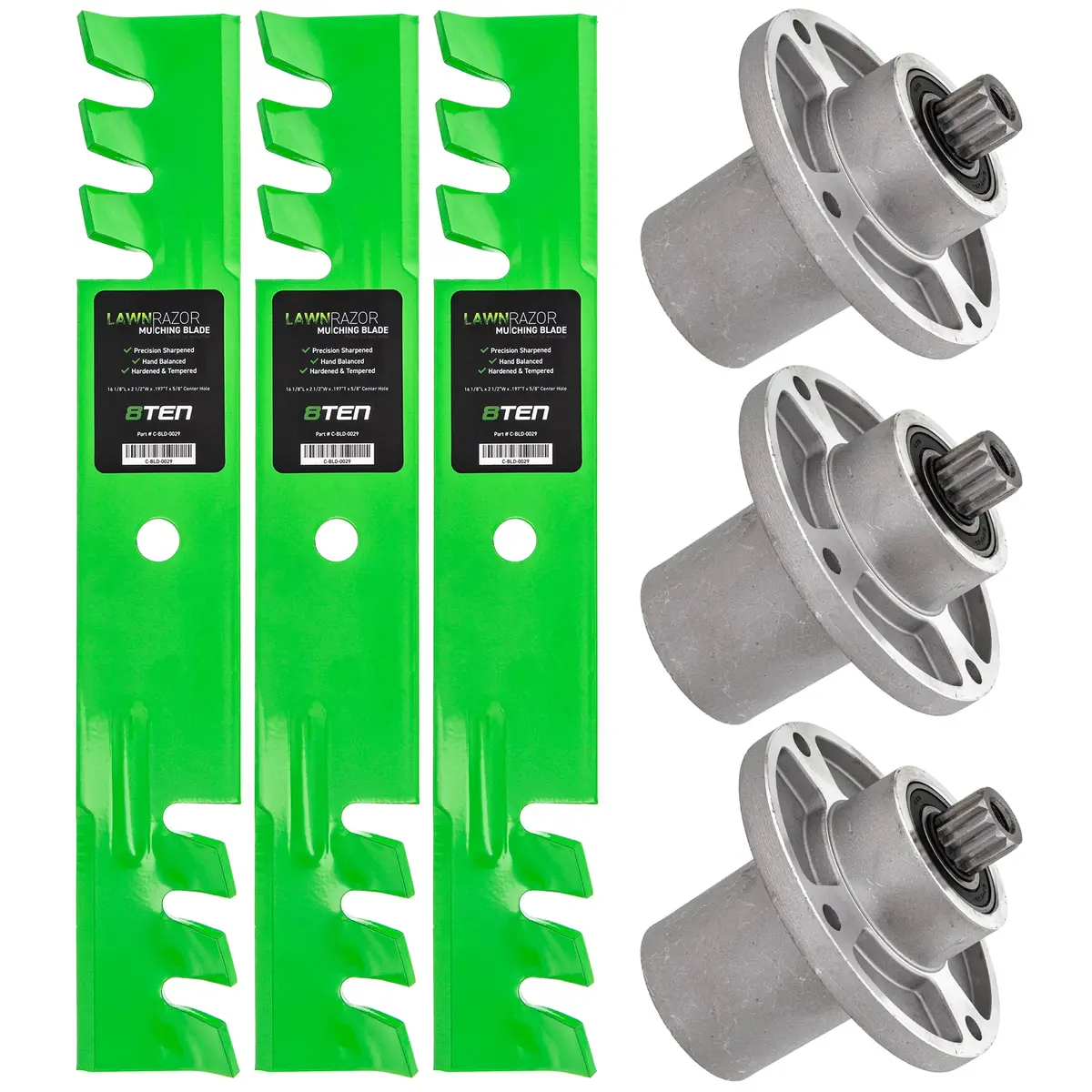 Deck Spindles & Mulching Blades Kit For Gravely Toro Great Dane Mk1014624 1
