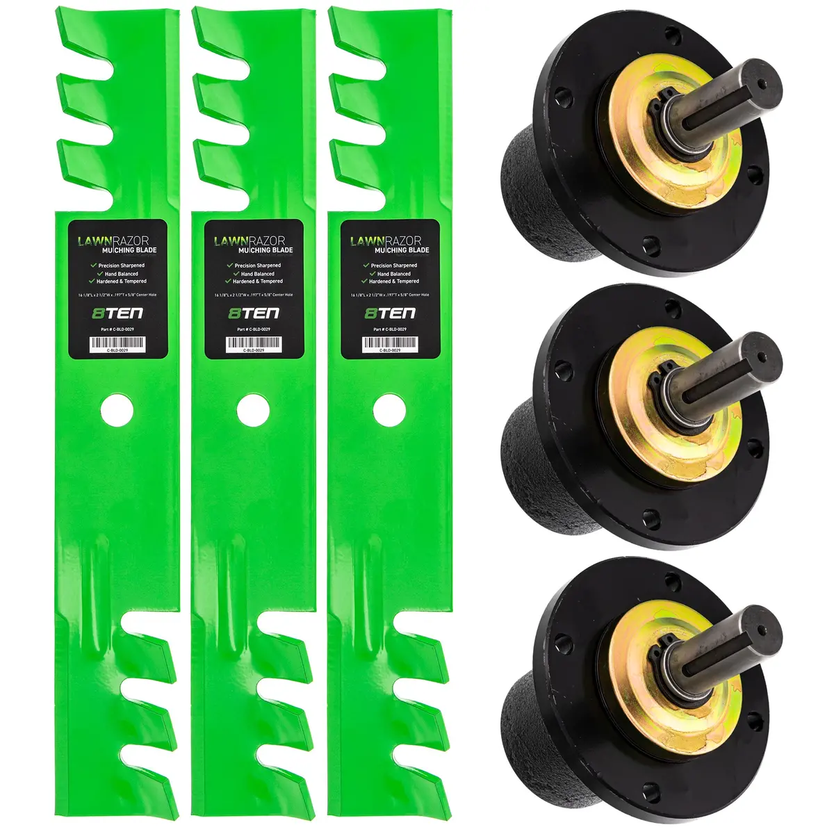 Deck Spindles & Mulching Blades Kit For Gravely Toro Great Dane Mk1014630 1
