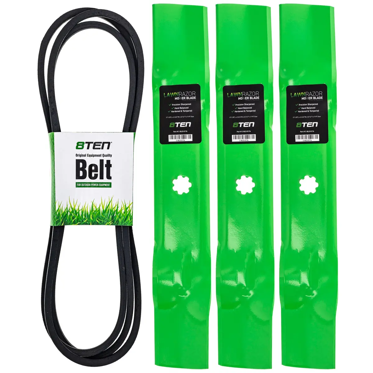 Mower Blades & Deck Belt Kit For John Deere 1