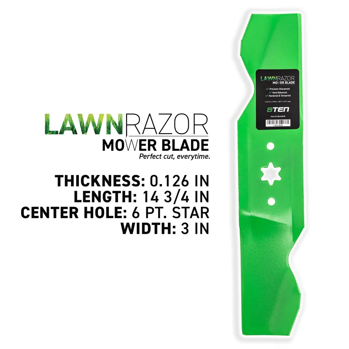 Lawnrazor Notched High Lift Center Blade For Mtd Huskee Mastercraft 942-0645 742-0645 942-0543 2