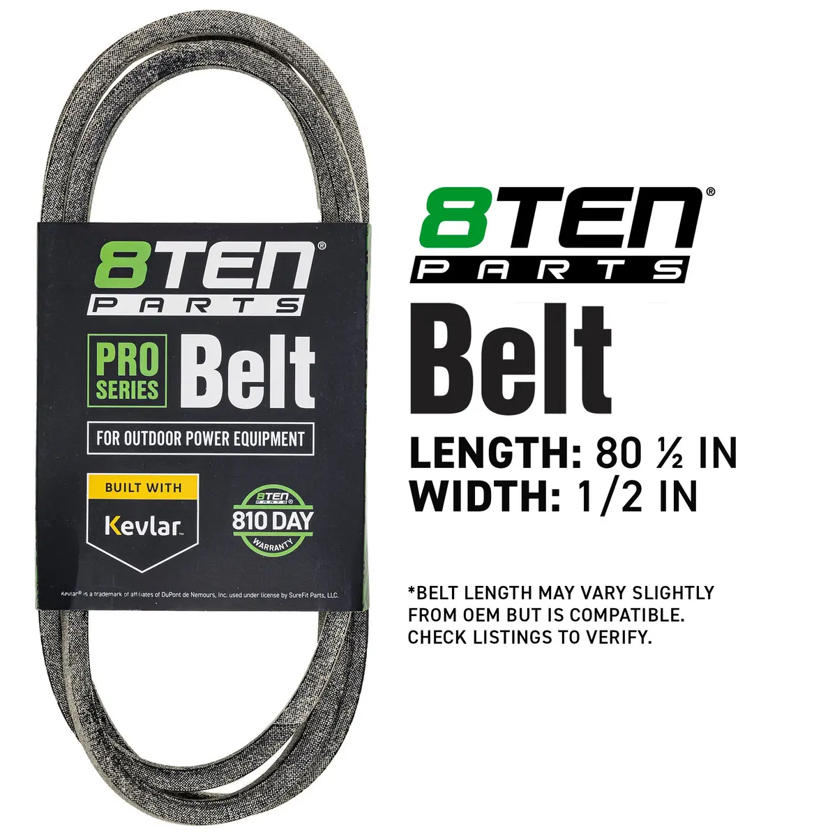 Belt With Kevlar For Swisher 18811 Murray Simplicity 1672135 80 1/2 X 1/2 2