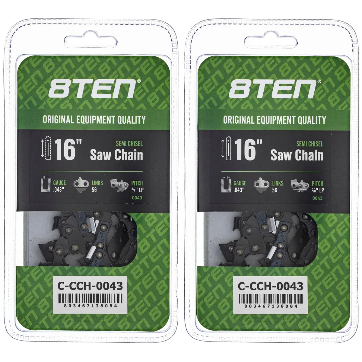 Chainsaw Chain 16 Inch .043 3/8 Lp 56Dl For Echo 90Px056g 90Px56cq H3856 61Pmm356e 36100050056 | 2-Pack 1